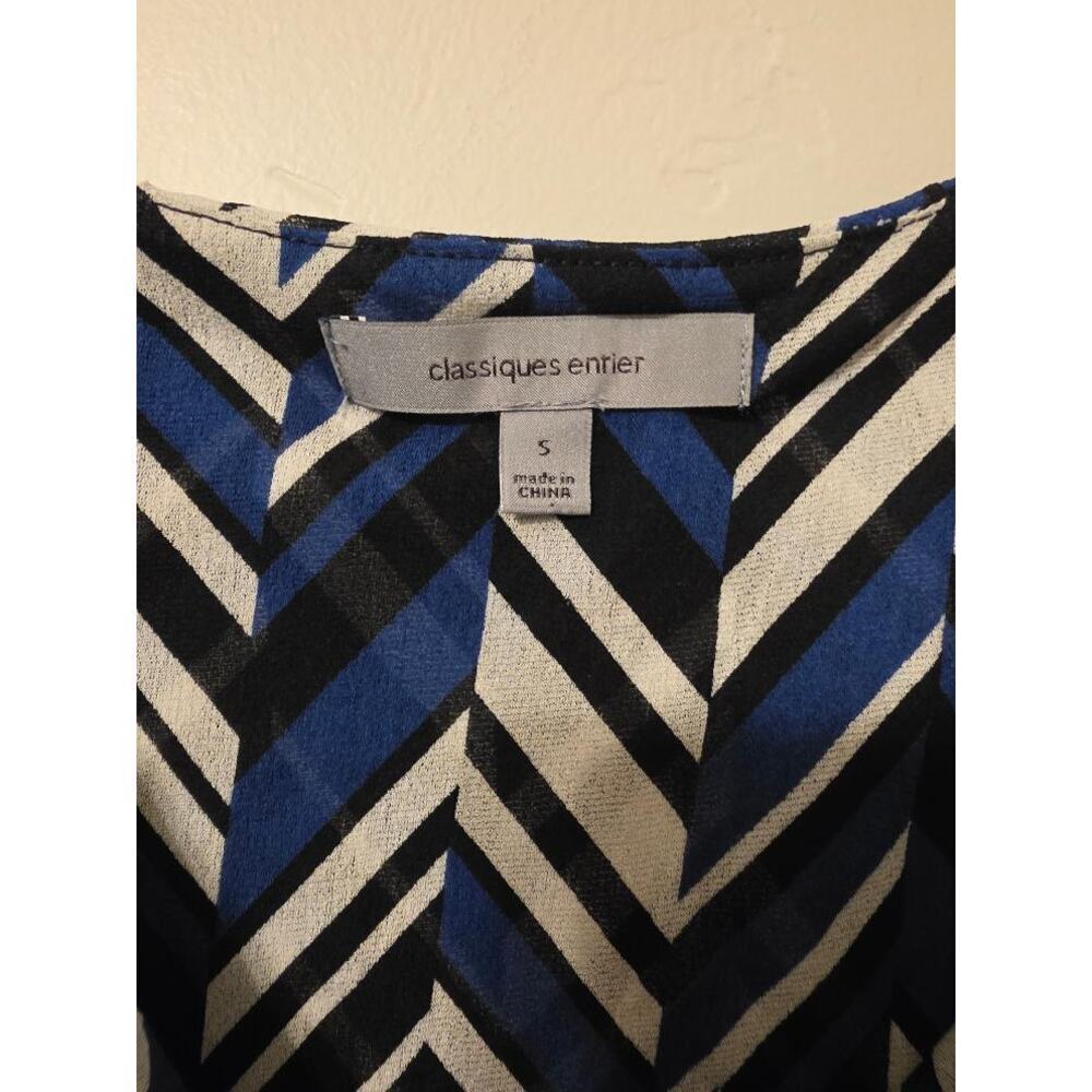 Classiques Entier Silk Chevron Top Women’s Small Blue Black Cowl Neck Y2K - Picture 5 of 6